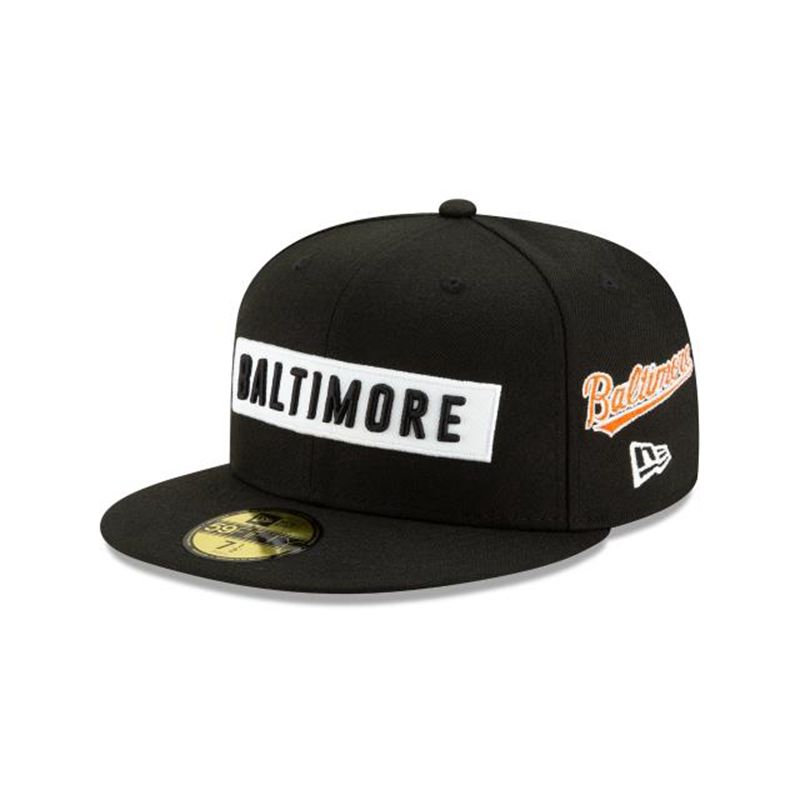 MLB Baltimore Orioles Boxed Wordmark 59Fifty Fitted (NRS2036) - Black New Era Caps